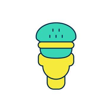 Doldurulmuş ana hatlı taksi şoförü simgesi beyaz arkaplanda izole edildi. Vektör