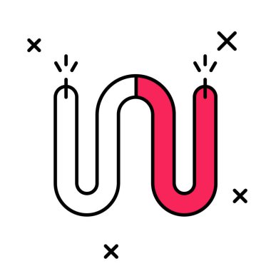 Doldurulmuş elektrik kablo simgesi beyaz arkaplanda izole edildi. Elektrik kablosu. Vektör