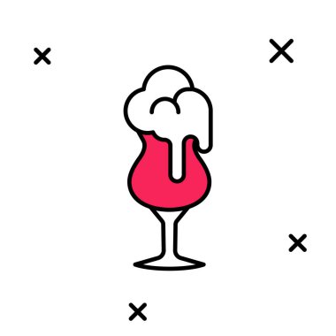 Beyaz arka planda izole edilmiş bira ikonu ana hatlarıyla dolu. Vektör