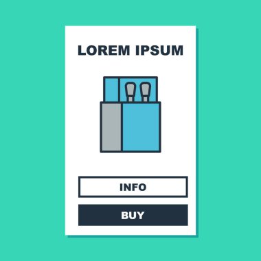 Açık kibrit kutusu dolduruldu ve turkuaz arkaplanda izole edilmiş simge eşleştirildi. Vektör