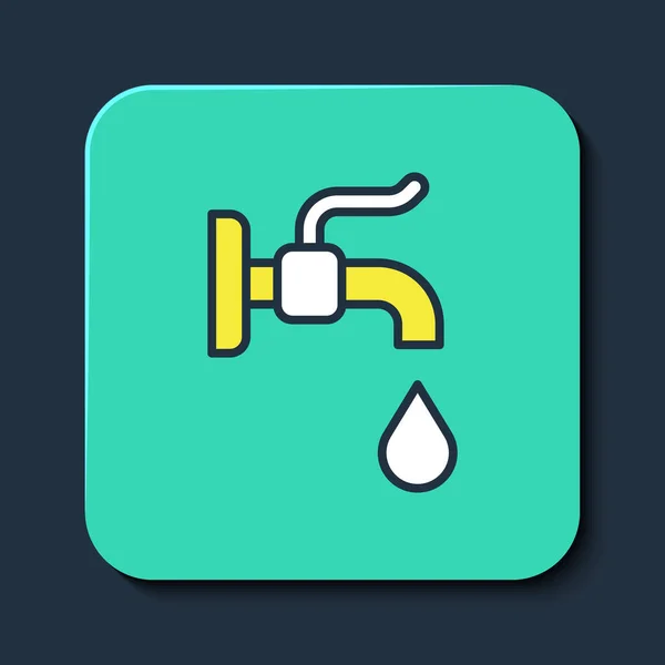 Filled Outline Water Tap Icon Isolated Blue Background Turquoise Square — 图库矢量图片