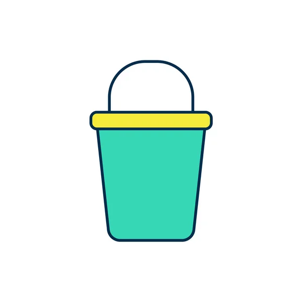 Filled Outline Bucket Icon Isolated White Background Cleaning Service Concept — Διανυσματικό Αρχείο