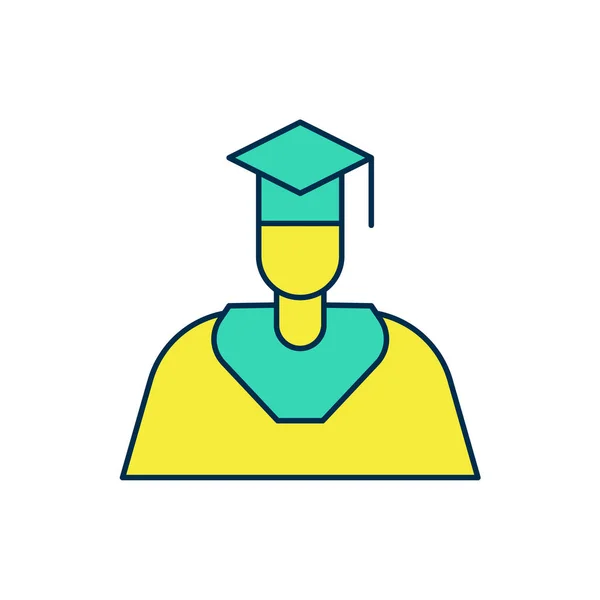 Filled Outline Graduate Graduation Cap Icon Isolated White Background Vector — Archivo Imágenes Vectoriales