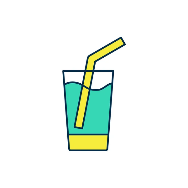 Esquema Relleno Vidrio Con Icono Agua Aislado Sobre Fondo Blanco — Vector de stock