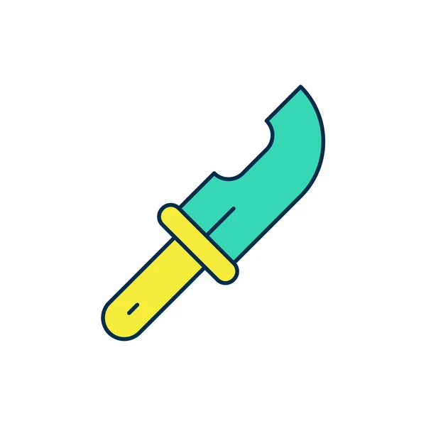 Esquema Relleno Icono Cuchillo Hunter Aislado Sobre Fondo Blanco Cuchillo — Vector de stock