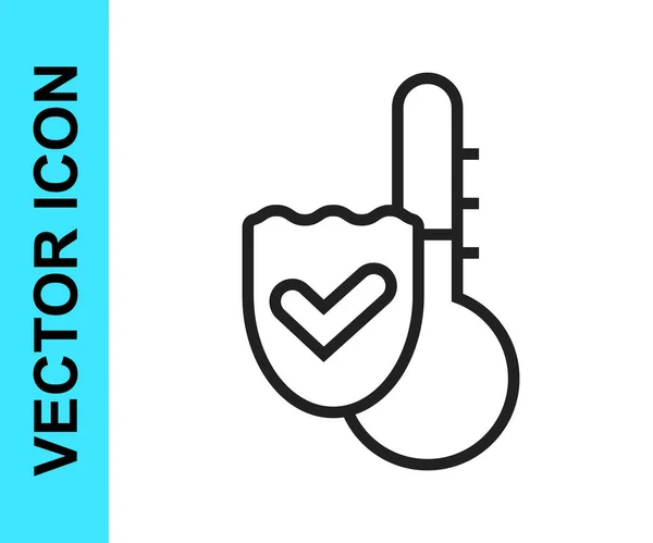 Zwarte Lijn Meteorologie Thermometer Meten Pictogram Geïsoleerd Witte Achtergrond Thermometer — Stockvector