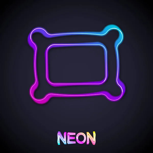 Glowing Neon Line Rectangular Pillow Icon Isolated Black Background 요원베게 — 스톡 벡터