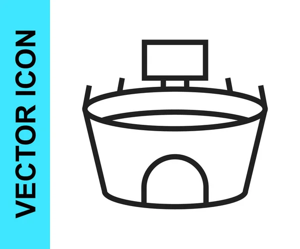 Icono Del Estadio Línea Negra Aislado Sobre Fondo Blanco Símbolo — Vector de stock