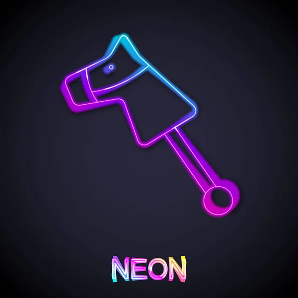 Gloeiende Neon Lijn Speelgoedpaard Pictogram Geïsoleerd Zwarte Achtergrond Vector — Stockvector