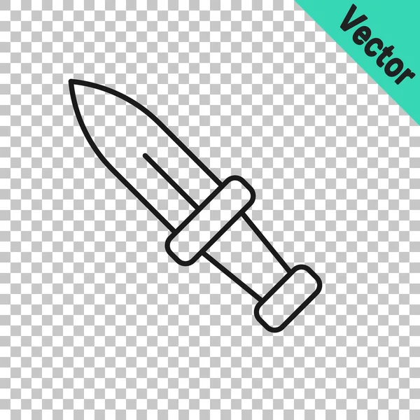 Значок Черный Кинжал Выделен Прозрачном Фоне Значок Ножа Меч Острым — стоковый вектор
