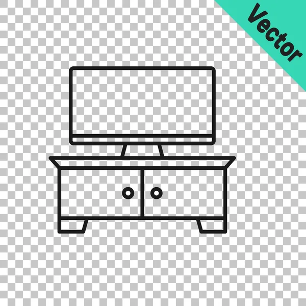 Black Line Tisch Stehen Symbol Isoliert Auf Transparentem Hintergrund Vektor — Stockvektor