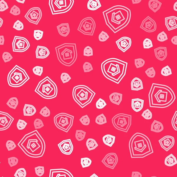 Beyaz Saray 'ın simgesi kırmızı arka planda izole edilmiş. Sigorta konsepti. Güvenlik, güvenlik, koruma, konsept koruma. Vektör