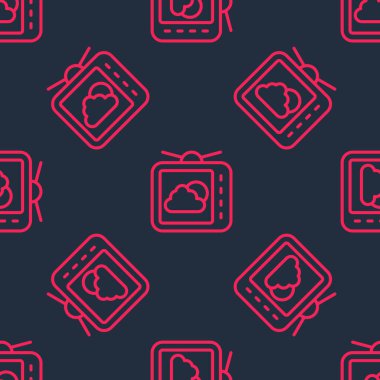 Kırmızı çizgi hava tahmini simgesi siyah arkaplanda izole edilmiş pürüzsüz desen. Vektör