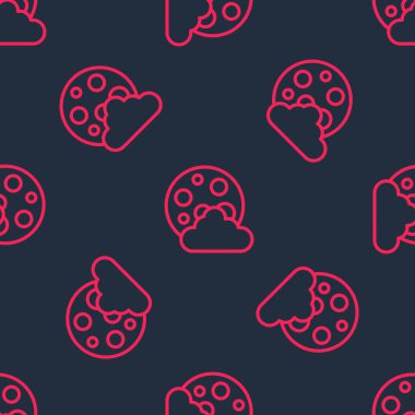 Kırmızı çizgi Noel gecesi ikonu siyah arka planda izole edilmiş kusursuz desen. Mutlu Noeller ve mutlu yıllar. Vektör