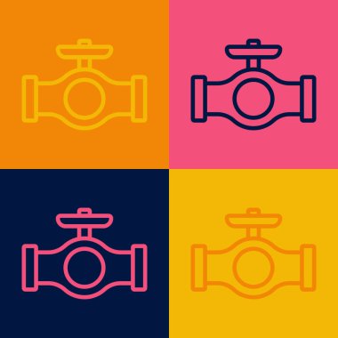 Renk arkaplanında kapakçık simgesi olan pop sanat eseri yağı borusu. Vektör