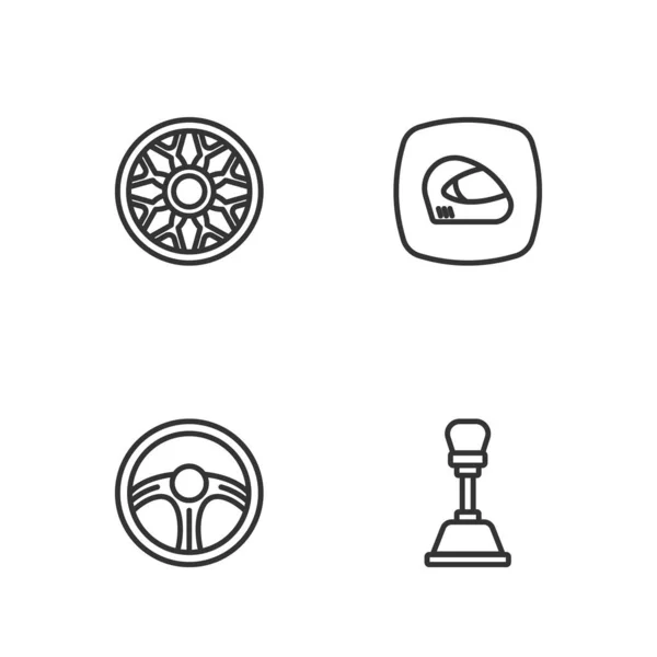 Установочная Линия Gear Shield Racing Steering Alloy Car Helmet Icon — стоковый вектор