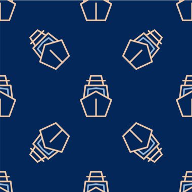 Line Yat yelkenlisi ya da yelkenli ikonu mavi arka planda izole edilmiş pürüzsüz desen. Yelkenli deniz seyahati. Vektör