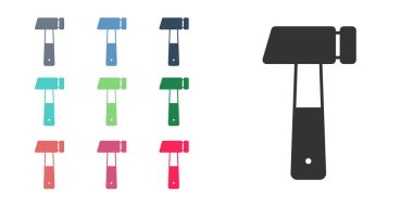 Siyah Tokmak simgesi beyaz arkaplanda izole edildi. Tamir için bir araç. Simgeleri renklendirin. Vektör