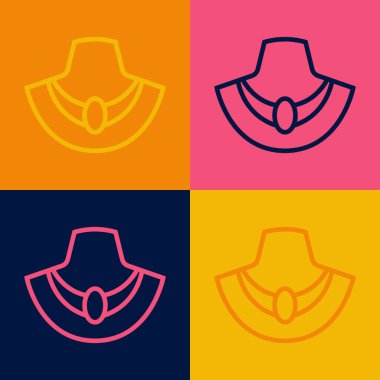 Manken ikonundaki pop sanat eseri kolye rengi arka planda izole edilmiş. Vektör