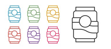 Soda kutusu simgesi beyaz arkaplanda izole edildi. Simgeleri renklendirin. Vektör