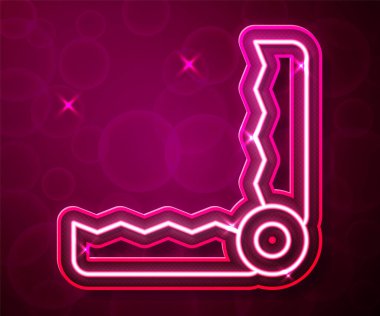 Parlayan neon hattı kırmızı arka planda Tuzak avı ikonu izole edildi. Vektör