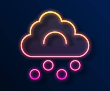 Parlayan neon hattı dolu bulutu simgesi siyah arkaplanda izole edildi. Vektör