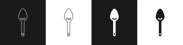 Ορισμός Εικονιδίου Spoon Που Απομονώνεται Ασπρόμαυρο Φόντο Μαγειρικό Σκεύος Σημάδι — Διανυσματικό Αρχείο