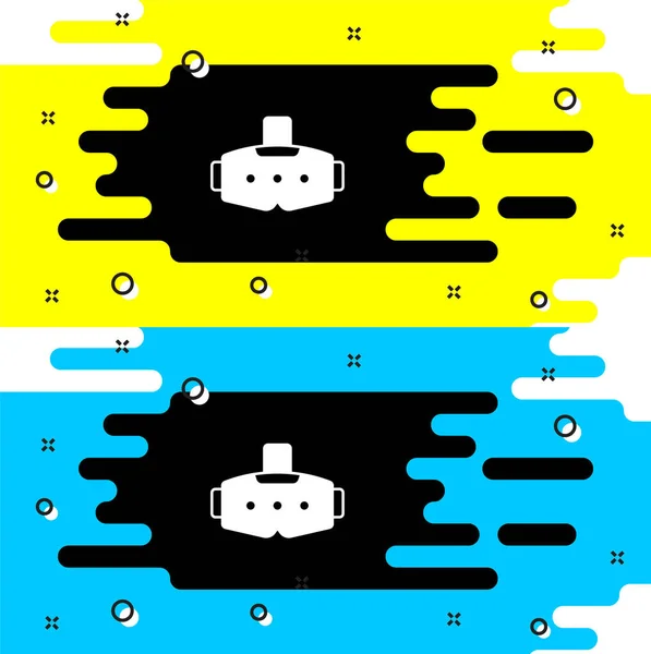 Icône Lunettes Réalité Virtuelle Blanche Isolée Sur Fond Noir Masque — Image vectorielle