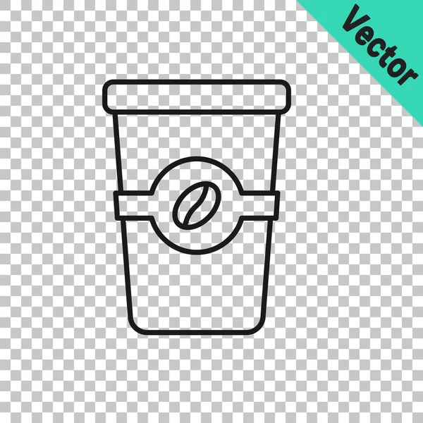 Línea Negra Taza Café Para Icono Aislado Sobre Fondo Transparente — Vector de stock