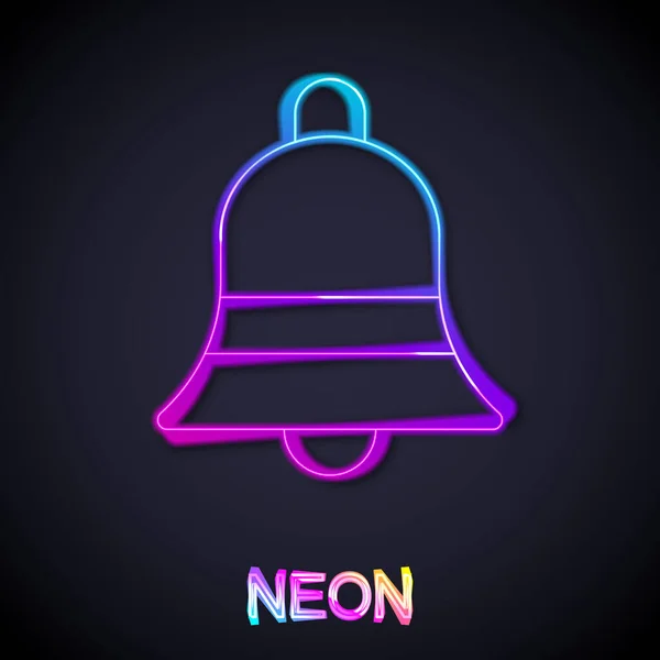 Zářící Neonová Čára Zvonící Zvonek Ikona Izolované Černém Pozadí Symbol — Stockový vektor
