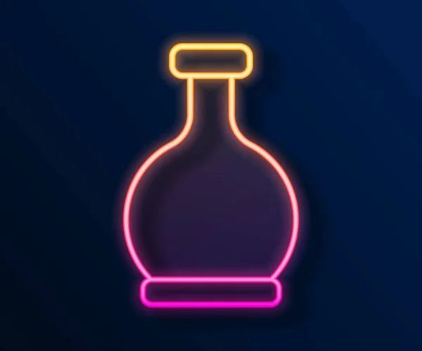Leuchtende Neonfarbene Flasche Mit Trank Symbol Isoliert Auf Schwarzem Hintergrund — Stockvektor