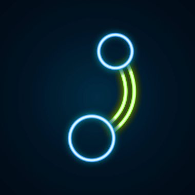 Parlayan neon çizgisi delme simgesi siyah arkaplanda izole edildi. Renkli taslak konsepti. Vektör