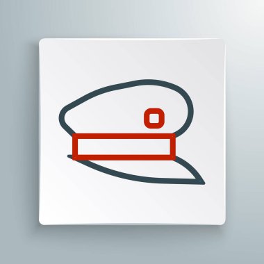 Çizgi Tren Şoförü şapkası simgesi beyaz arkaplanda izole edildi. Renkli taslak konsepti. Vektör.