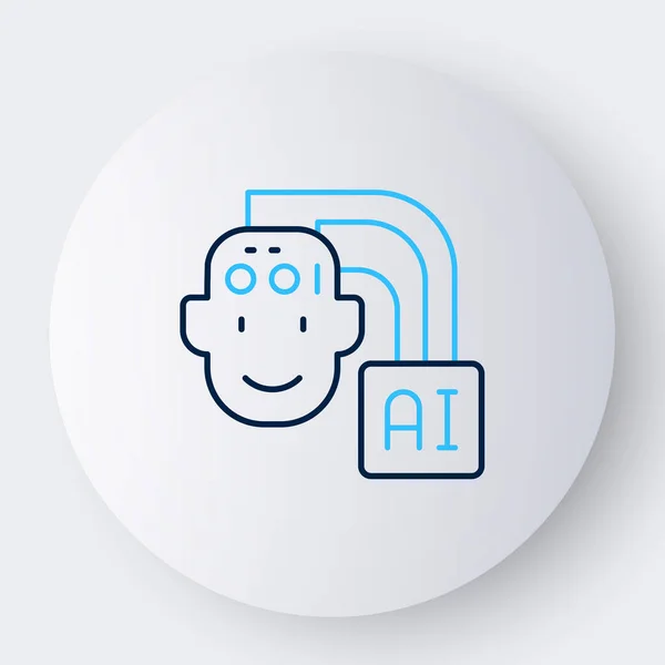 Line Humanoid Robot Ikon Elszigetelt Fehér Háttérrel Mesterséges Intelligencia Gépi — Stock Vector