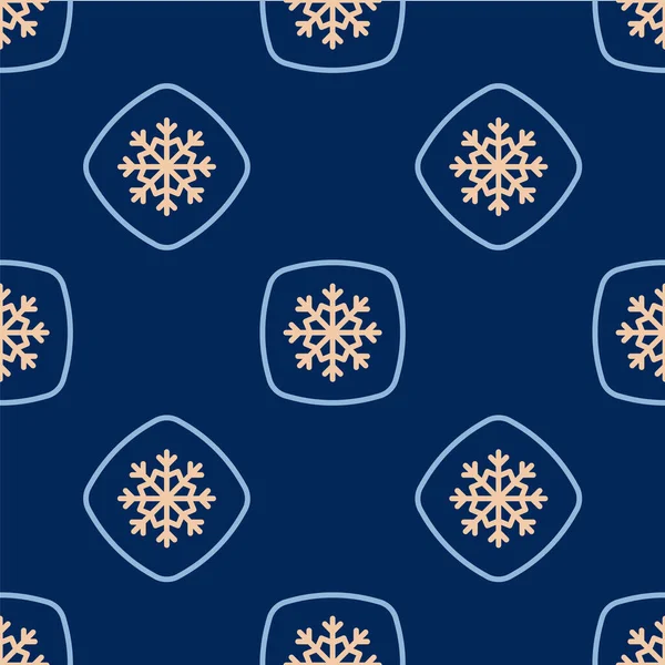 Line Snowflake Symbol Isoliert Nahtlose Muster Auf Blauem Hintergrund Frohe — Stockvektor