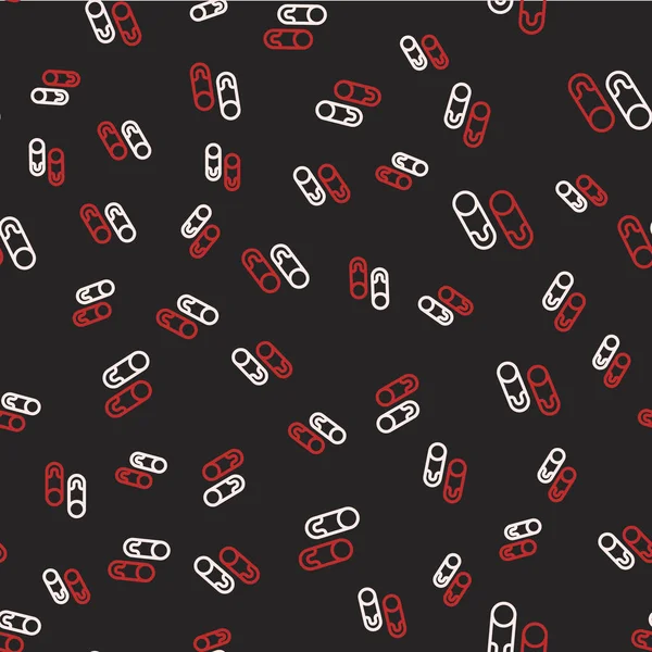 Klasik kapalı çelik güvenlik iğnesi simgesi siyah arkaplanda izole edilmiş kusursuz desen. Vektör.