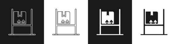 Set Lagerhaus Interieur Mit Boxen Auf Racks Symbol Isoliert Auf — Stockvektor