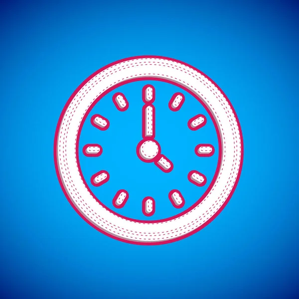 Icono Del Reloj Blanco Aislado Sobre Fondo Azul Símbolo Tiempo — Archivo Imágenes Vectoriales