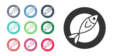 Siyah kurutulmuş balık ikonu beyaz arka planda izole edilmiş. Simgeleri renklendirin. Vektör.