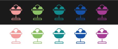 Dondurmayı siyah beyaz arka planda izole edilmiş vazodaki ikona koy. Güzel sembol. Vektör.