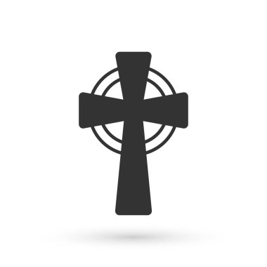 Gri Kelt haç simgesi beyaz arkaplanda izole edildi. Aziz Patrick gününüz kutlu olsun. Ulusal İrlanda bayramı. Vektör.