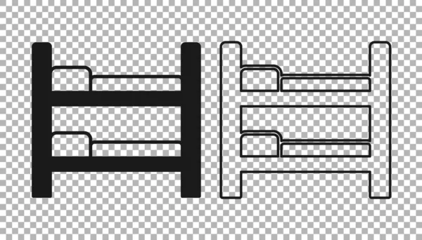 Значок Чорного Двоярусного Ліжка Ізольовано Прозорому Фоні Векторні — стоковий вектор