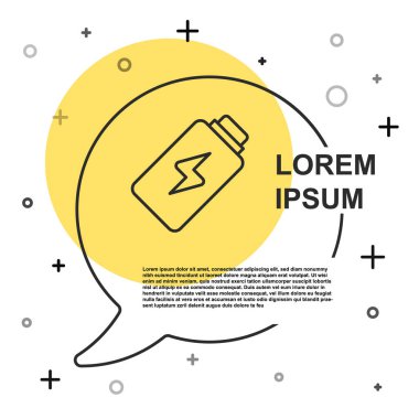 Siyah çizgi batarya şarj seviyesi göstergesi simgesi beyaz arkaplanda izole edildi. Rastgele dinamik şekiller. Vektör.