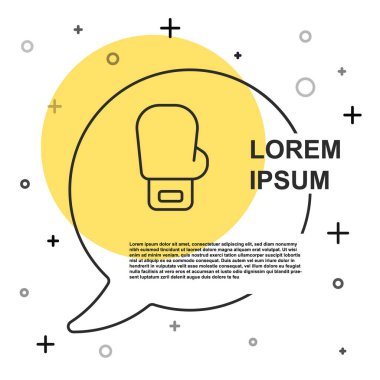 Siyah çizgi boks eldiveni simgesi beyaz arkaplanda izole edildi. Rastgele dinamik şekiller. Vektör.