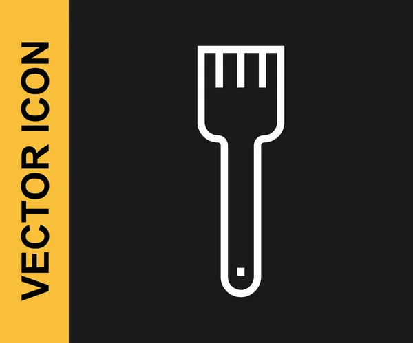 White Line Fork Icon Isolated Black Background Cutlery Symbol Vector — Stock Vector