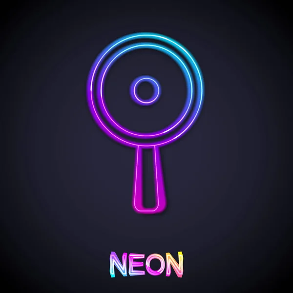 Glödande Neon Line Stekpanna Ikon Isolerad Svart Bakgrund Stek Eller — Stock vektor
