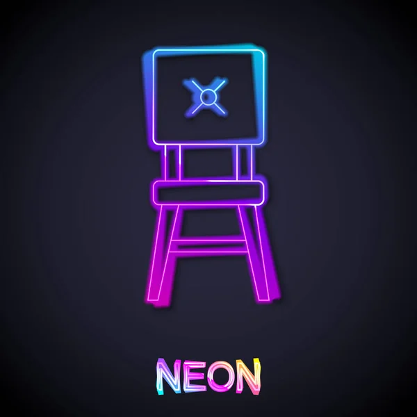 Gloeiende Neon Lijn Stoel Pictogram Geïsoleerd Zwarte Achtergrond Vector — Stockvector