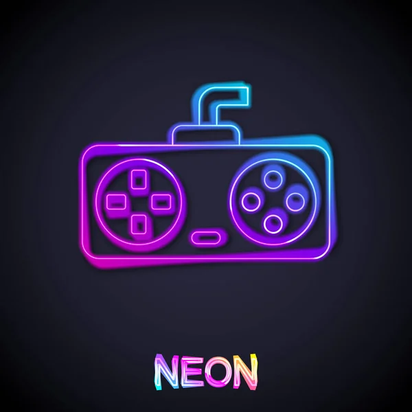 Glowing Neon Line Game Controller Joystick Game Console Icon Isolated — Stock Vector