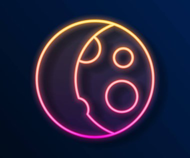 Parlayan neon hattı Ay evreleri simgesi siyah arkaplanda izole edildi. Vektör.