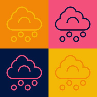 Pop sanat çizgisi dolu bulut simgesi renk arkaplanda izole edildi. Vektör.